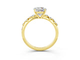 Yellow gold Round Cut Moissanite Cluster Side Stone Solitaire Ring with Prong Setting_27