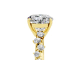 Yellow gold Round Cut Moissanite Cluster Side Stone Solitaire Ring with Prong Setting_29