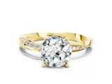 Yellow gold Round Cut Moissanite Engagement Ring with Side Stone Accents and Four-Prong Setting_60