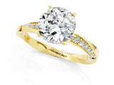 Yellow gold Round Cut Moissanite Engagement Ring with Side Stone Accents and Four-Prong Setting_61