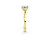 Yellow gold Round Cut Moissanite Engagement Ring with Side Stone Accents and Four-Prong Setting_62