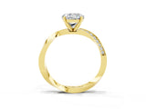 Yellow gold Round Cut Moissanite Engagement Ring with Side Stone Accents and Four-Prong Setting_63