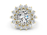 Yellow gold Round Cut Moissanite Floral Double Halo Engagement Ring with Prong Setting_60