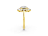 Yellow gold Round Cut Moissanite Floral Double Halo Engagement Ring with Prong Setting_62