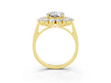 Yellow gold Round Cut Moissanite Floral Double Halo Engagement Ring with Prong Setting_63