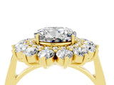 Yellow gold Round Cut Moissanite Floral Double Halo Engagement Ring with Prong Setting_64