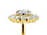 Yellow gold Round Cut Moissanite Floral Double Halo Engagement Ring with Prong Setting_65