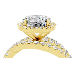 Yellow gold Round Cut Moissanite Halo Ring with Round Split Shank and Prong Setting_52
