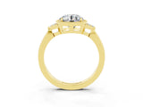 Yellow gold Round Cut Moissanite Halo Ring with Tapered Band and Four-Prong Setting_3