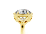 Yellow gold Round Cut Moissanite Halo Ring with Tapered Band and Four-Prong Setting_5