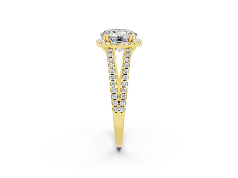 Yellow gold Round Cut Moissanite Halo Split Shank Engagement Ring_14