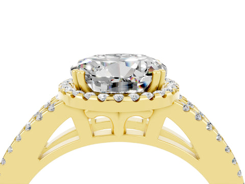Yellow gold Round Cut Moissanite Halo Split Shank Engagement Ring_16