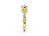 Yellow gold Round Cut Moissanite Halo Twist Band Solitaire Prong Setting Ring_2