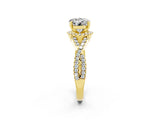 Yellow gold Round Cut Moissanite  Halo Twist Band Solitaire Prong Setting Ring_26