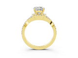 Yellow gold Round Cut Moissanite  Halo Twist Band Solitaire Prong Setting Ring_27