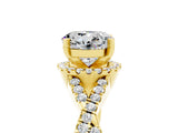 Yellow gold Round Cut Moissanite  Halo Twist Band Solitaire Prong Setting Ring_29