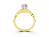 Yellow gold Round Cut Moissanite Halo Twist Band Solitaire Prong Setting Ring_3