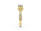 Yellow gold Round Cut Moissanite  Halo Twist Band Solitaire Prong Setting Ring_44