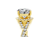 Yellow gold Round Cut Moissanite  Halo Twist Band Solitaire Prong Setting Ring_47