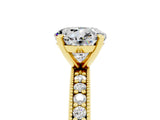Yellow gold Round Cut Moissanite Milgrain Pavé Engagement Ring with Four-Prong Setting_5