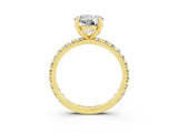 Yellow gold Round Cut Moissanite Pavé Solitaire Ring with Round Band and Prong Setting_27