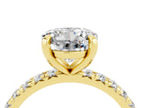 Yellow gold Round Cut Moissanite Pavé Solitaire Ring with Round Band and Prong Setting_28