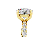 Yellow gold Round Cut Moissanite Pavé Solitaire Ring with Round Band and Prong Setting_29