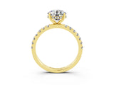 Yellow gold Round Cut Moissanite Pave Band Solitaire Ring with Four-Prong Setting_27