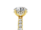 Yellow gold Round Cut Moissanite Pave Band Solitaire Ring with Four-Prong Setting_29