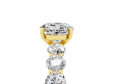 Yellow gold Round Cut Moissanite Prong Setting with Side Stones on a Pave Band_5