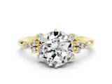 Yellow gold Round Cut Moissanite Ring with Side Stones and Four-Prong Setting_36