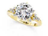 Yellow gold Round Cut Moissanite Ring with Side Stones and Four-Prong Setting_37