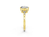 Yellow gold Round Cut Moissanite Ring with Side Stones and Four-Prong Setting_38