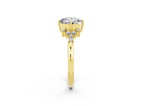Yellow gold Round Cut Moissanite Ring with Side Stones and Four-Prong Setting_38
