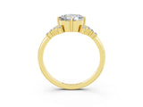 Yellow gold Round Cut Moissanite Ring with Side Stones and Four-Prong Setting_39