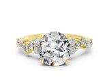 Yellow gold Round Cut Moissanite Scattered Round Accent Ring with Prong Setting_12