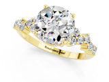 Yellow gold Round Cut Moissanite Scattered Round Accent Ring with Prong Setting_13