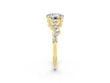 Yellow gold Round Cut Moissanite Scattered Round Accent Ring with Prong Setting_14