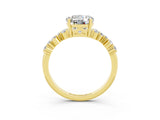 Yellow gold Round Cut Moissanite Scattered Round Accent Ring with Prong Setting_15