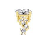 Yellow gold Round Cut Moissanite Scattered Round Accent Ring with Prong Setting_17