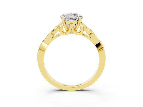 Yellow gold Round Cut Moissanite Solitaire Celtic Knot Ring with Four-Prong Setting_15