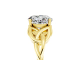 Yellow gold Round Cut Moissanite Solitaire Celtic Knot Ring with Four-Prong Setting_17
