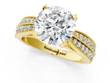 Yellow gold Round Cut Moissanite   Solitaire Diamond Ring with Milgrain Pavé Band and Four-Prong Setting_33