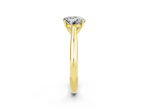 Yellow gold Round Cut Moissanite Solitaire Engagement Ring with Cathedral Setting and Four-Prong Mount_14