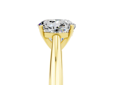 Yellow gold Round Cut Moissanite Solitaire Engagement Ring with Cathedral Setting and Four-Prong Mount_17