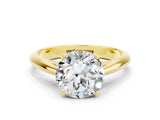 Yellow gold Round Cut Moissanite Solitaire Engagement Ring with Cathedral Setting and Four-Prong Mount_24