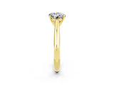 Yellow gold Round Cut Moissanite Solitaire Engagement Ring with Cathedral Setting and Four-Prong Mount_26