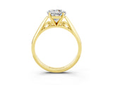 Yellow gold Round Cut Moissanite Solitaire Engagement Ring with Cathedral Setting and Four-Prong Mount_27