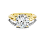 Yellow gold Round Cut Moissanite Solitaire Engagement Ring with Cathedral Setting and Four-Prong Mount_66
