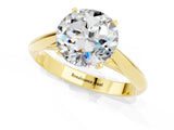 Yellow gold Round Cut Moissanite Solitaire Engagement Ring with Cathedral Setting and Four-Prong Mount_67